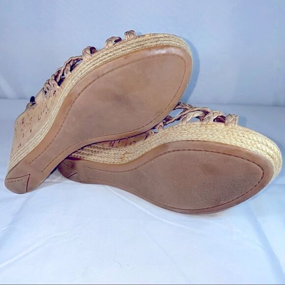 Prada Tan Braided Leather Wedges Size 36.5 Authentic - Picture 6 of 13